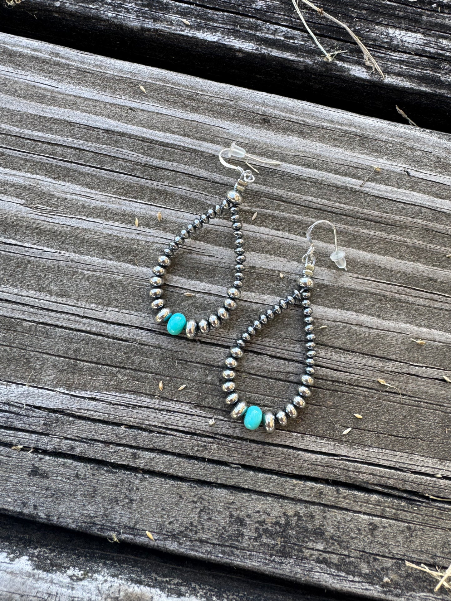Mini Teardrop Hoops with Turquoise