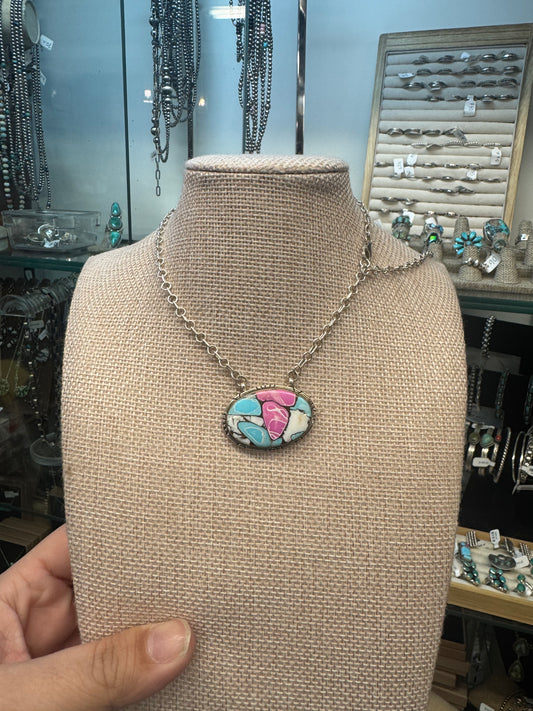 Cotton Candy Oval Necklace
