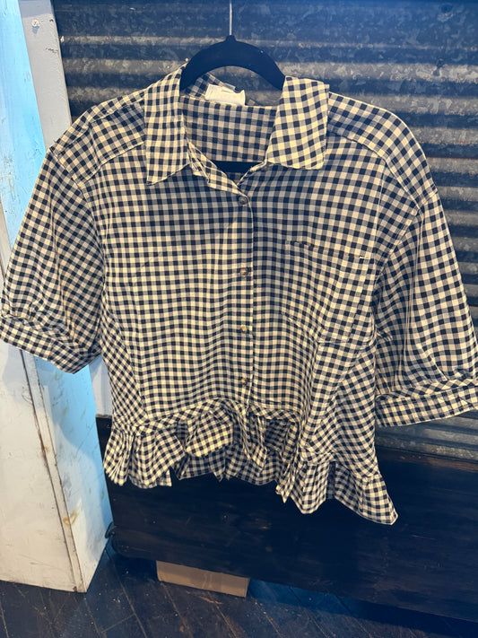 Black Gingham Top
