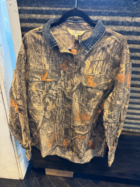 Camo Collared Top
