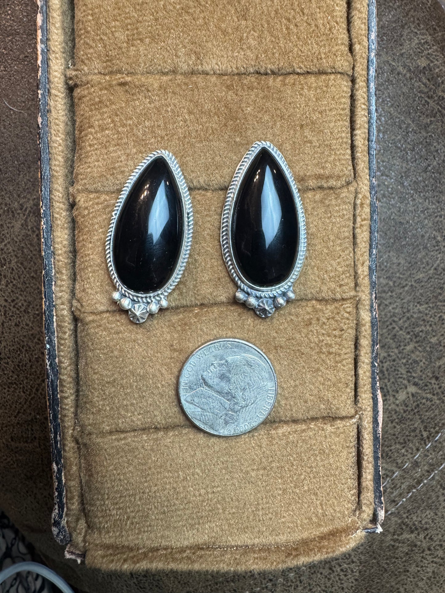 Long Onyx Teardrop Earrings