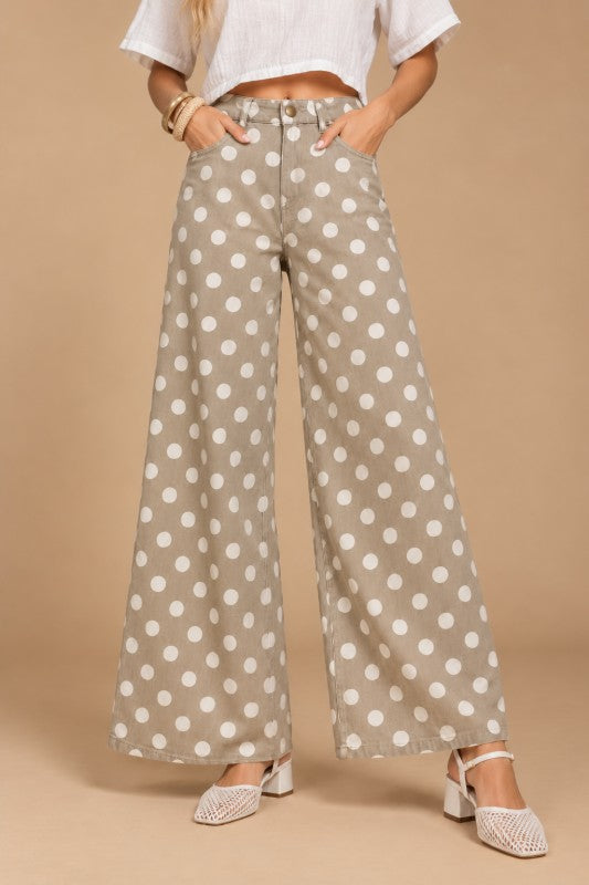 Taupe Polka Dot Jeans