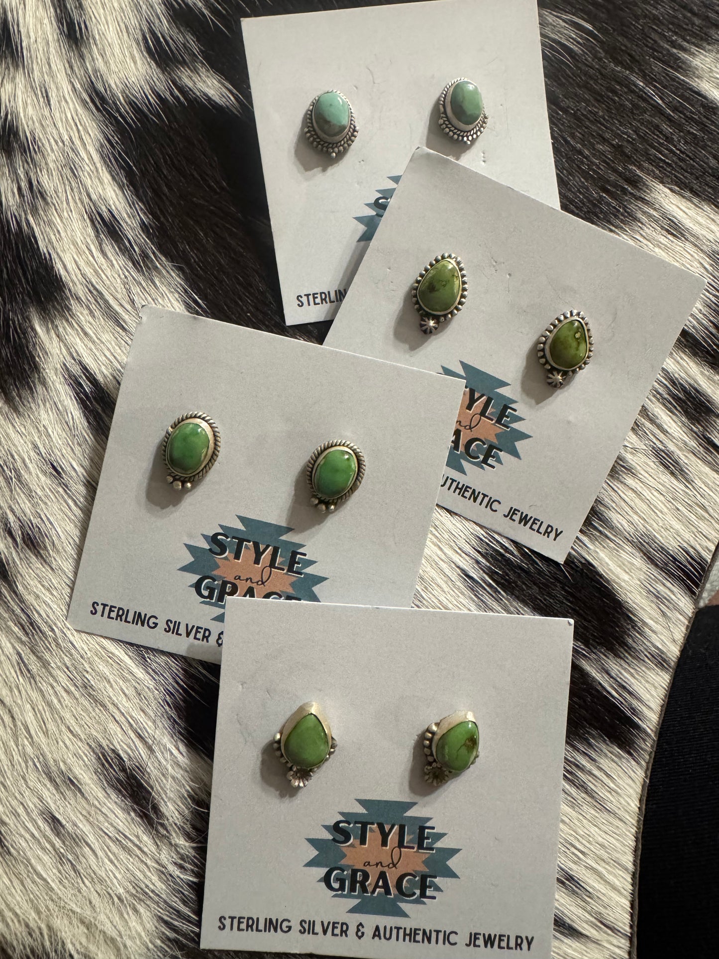 Green Mini Stud Earrings