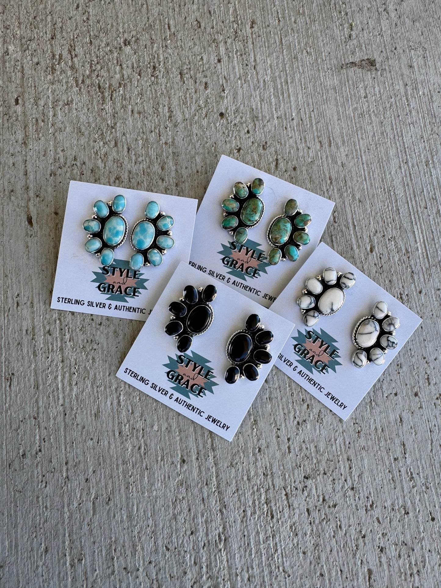 Half Cluster Statement Earrings