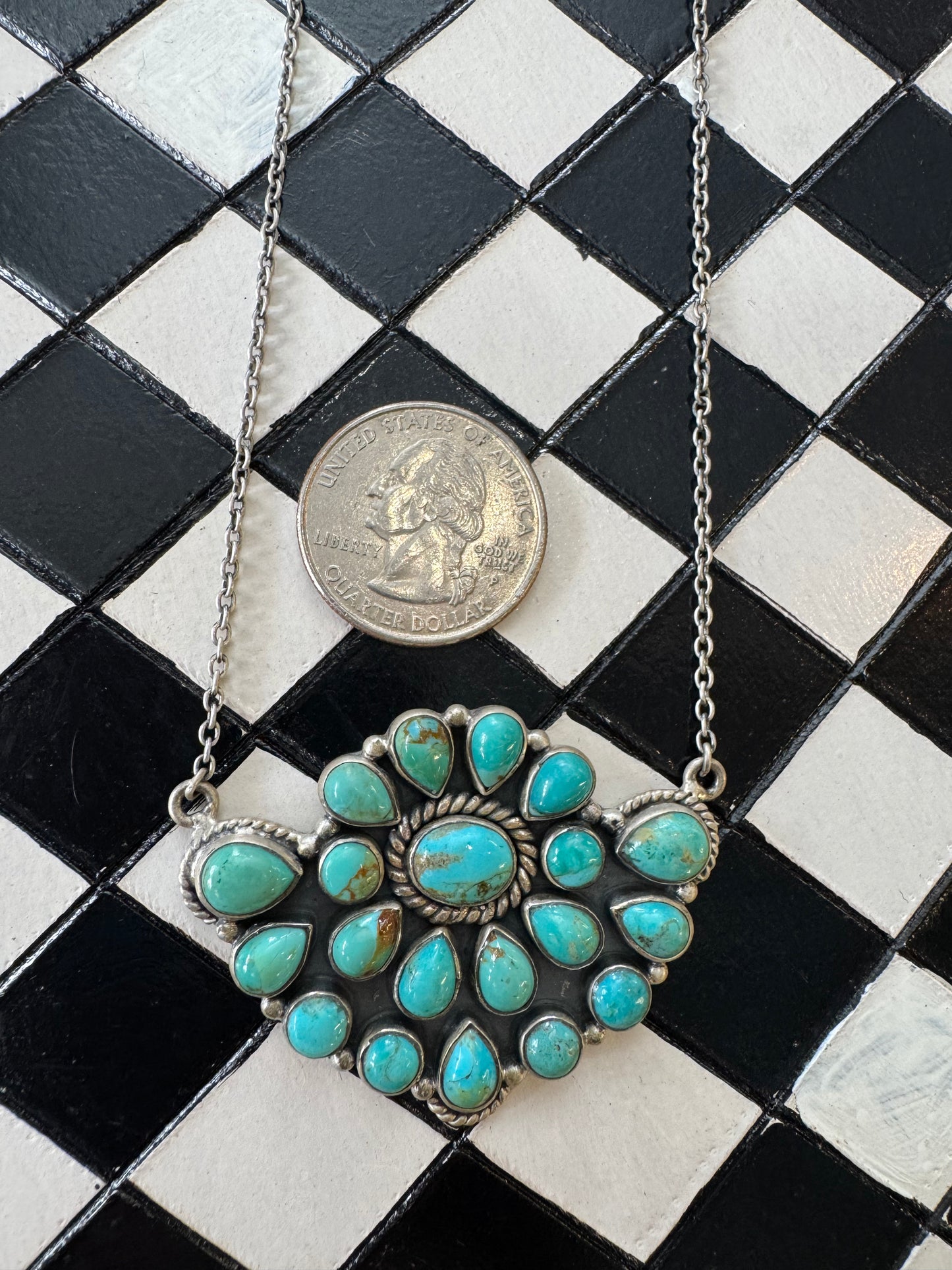 Turquoise Cluster Necklace