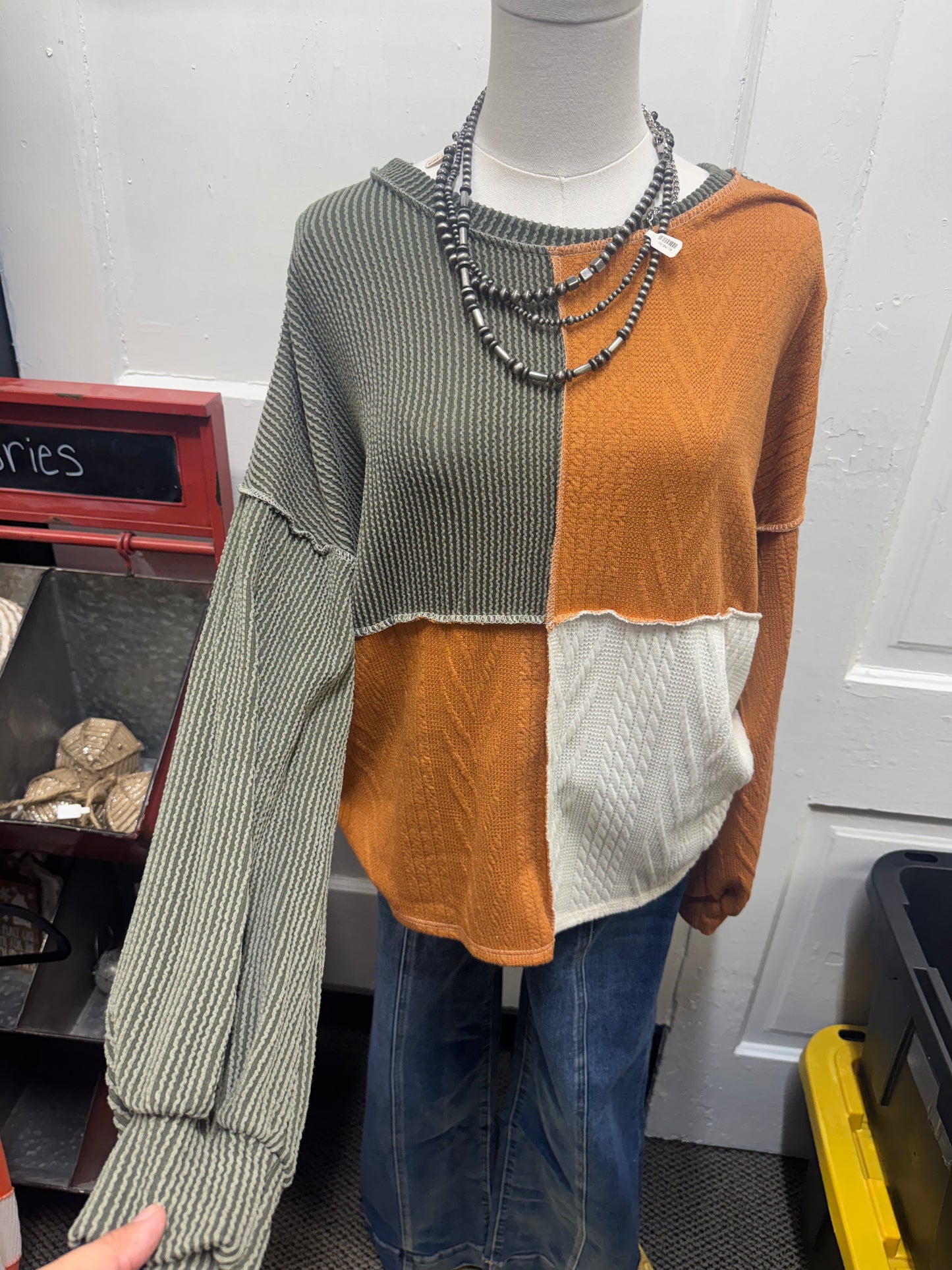 Olive Colorblock Top