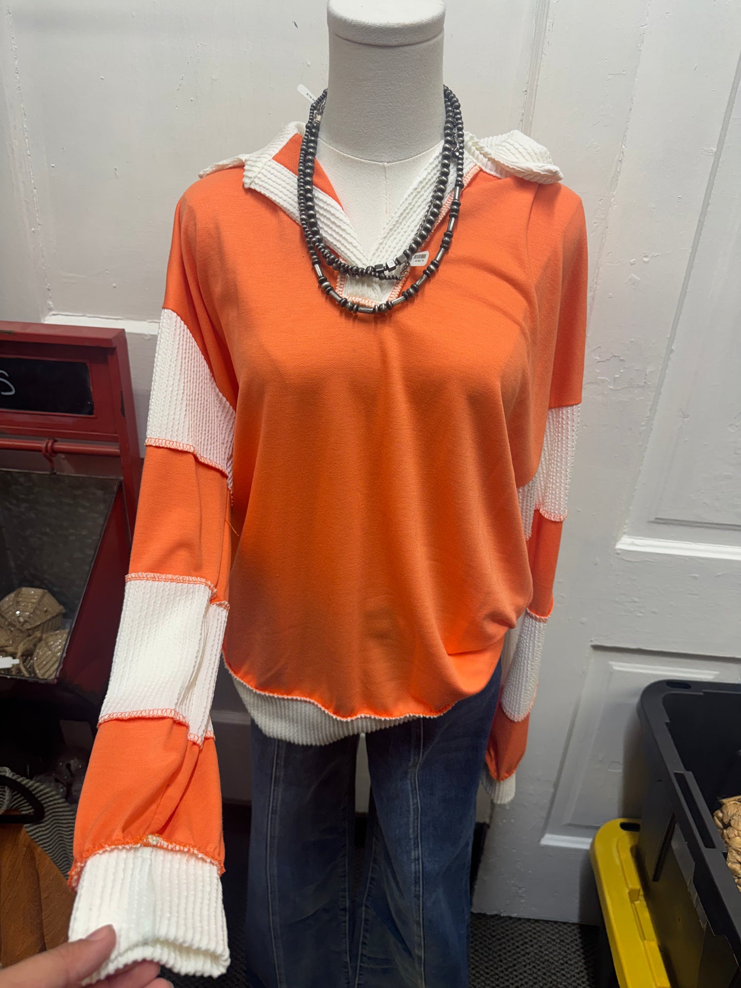 Orange Colorblock Top