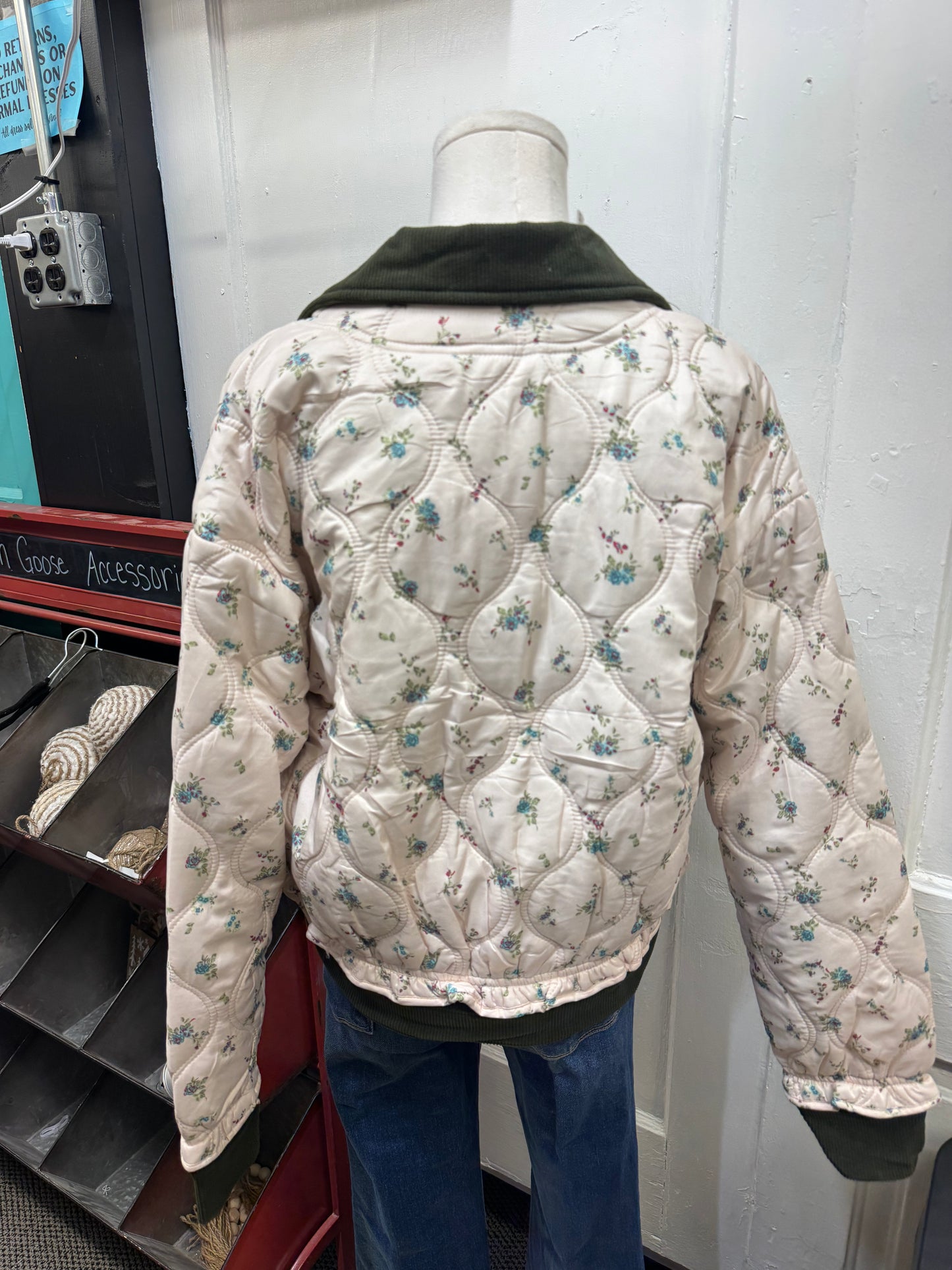 Olive Corduroy and Floral Jacket