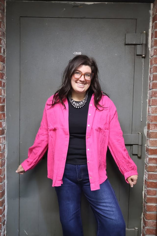 Hot Pink Gauze Top
