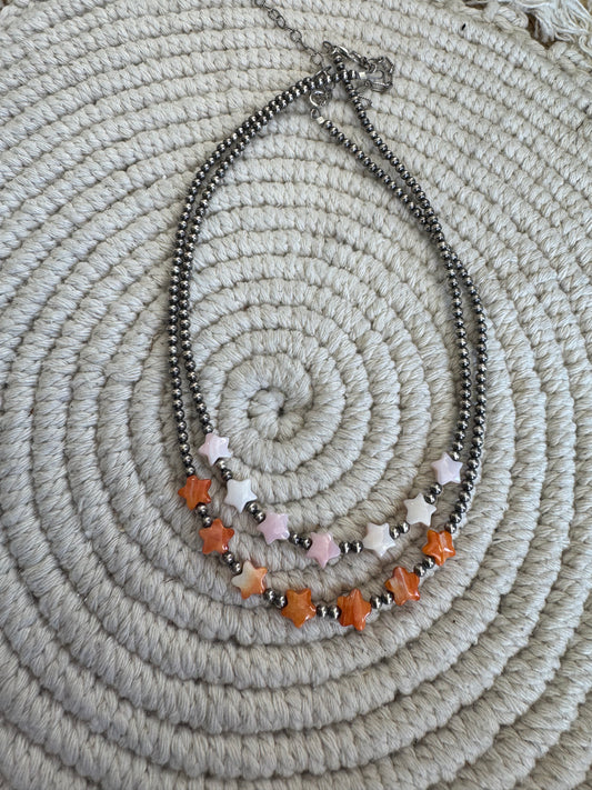 3mm Pearl and Star Necklace