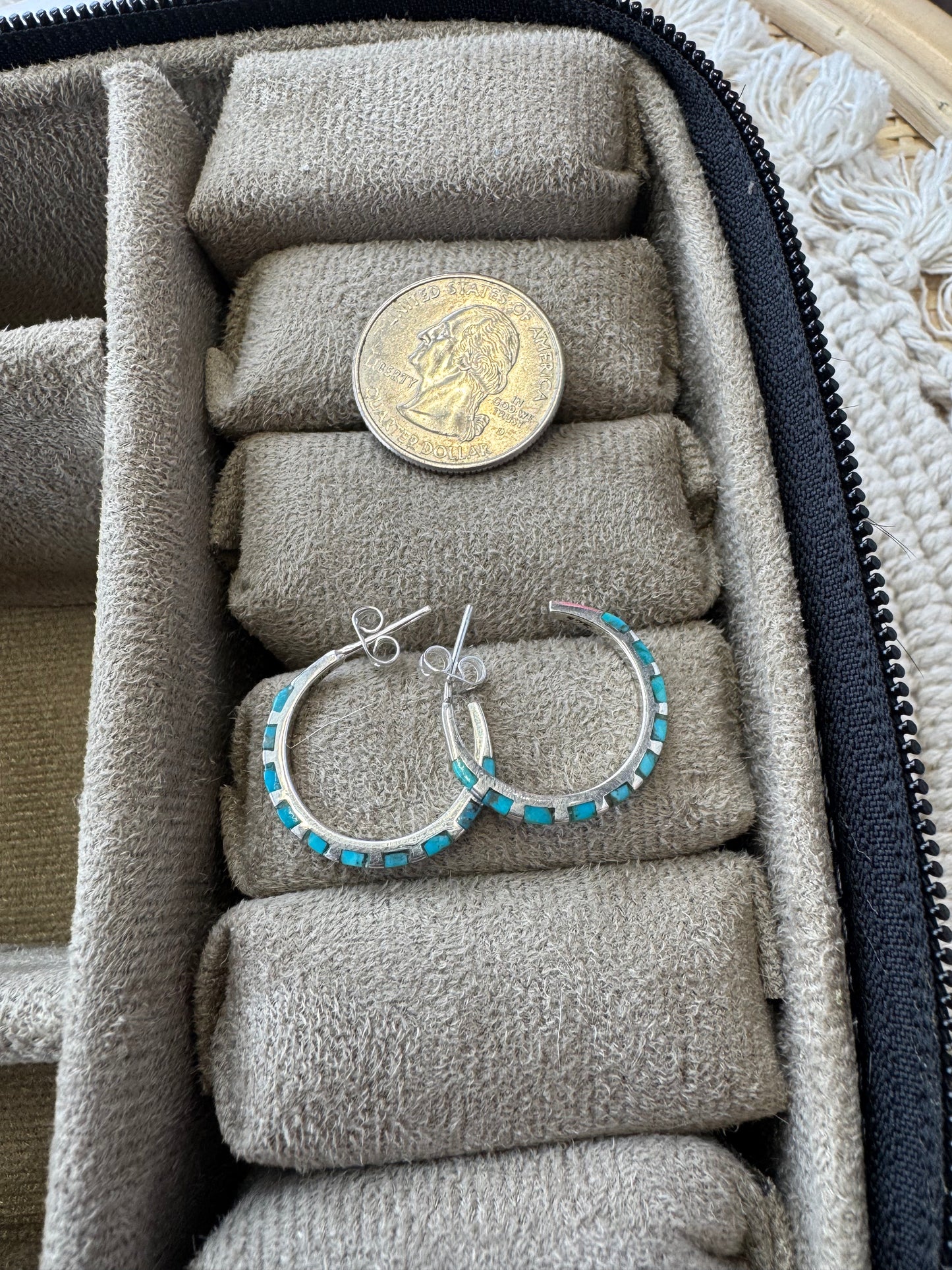 Turquoise Inlay Hoops