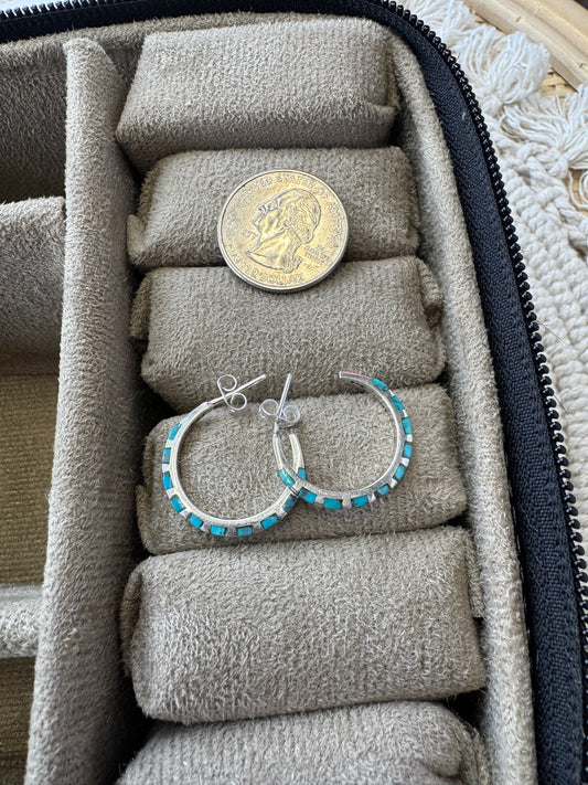 Turquoise Inlay Hoops