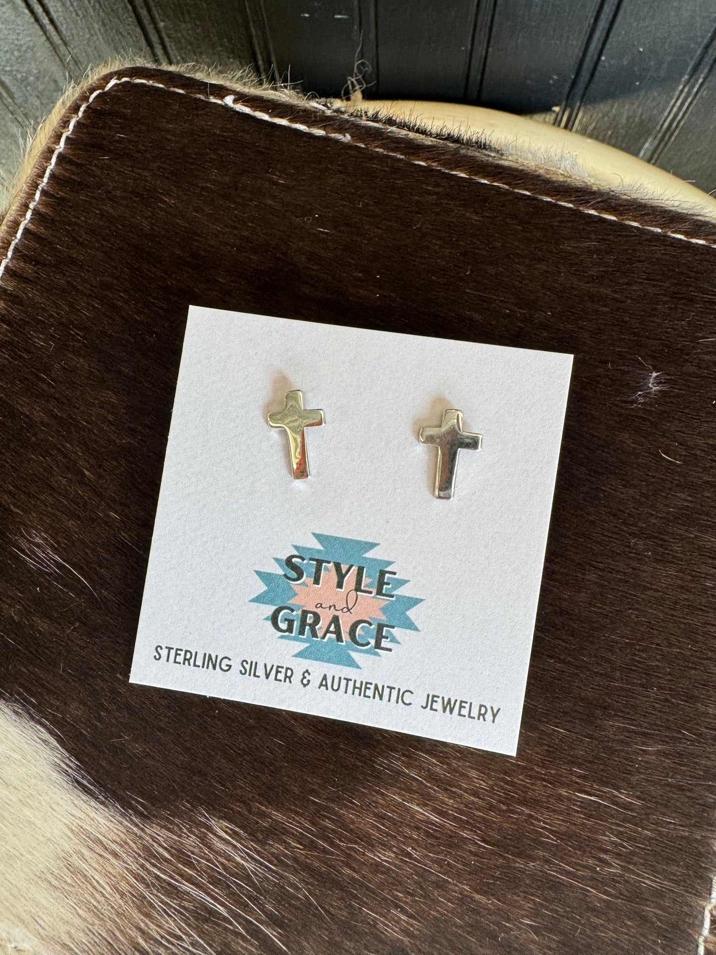 Sterling Silver Cross Earrings