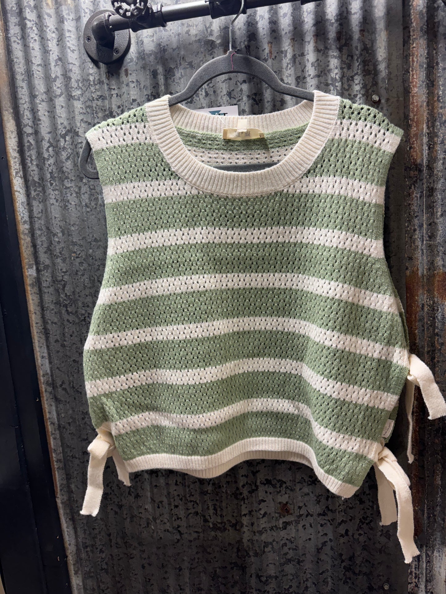 Green Striped Sweater Top