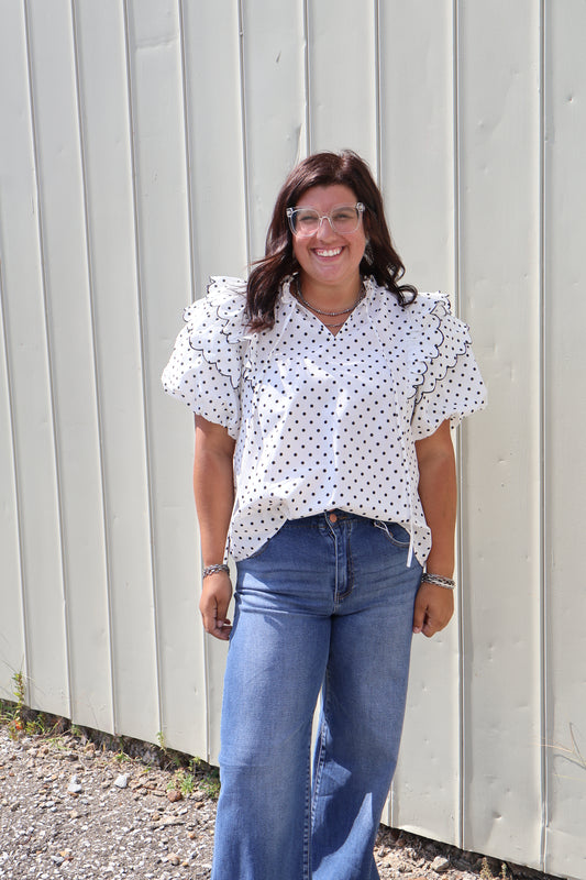 Dot Puff Sleeve Top