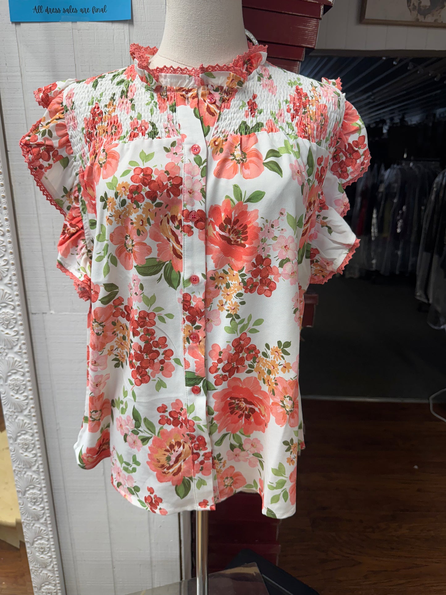 Coral Floral Top