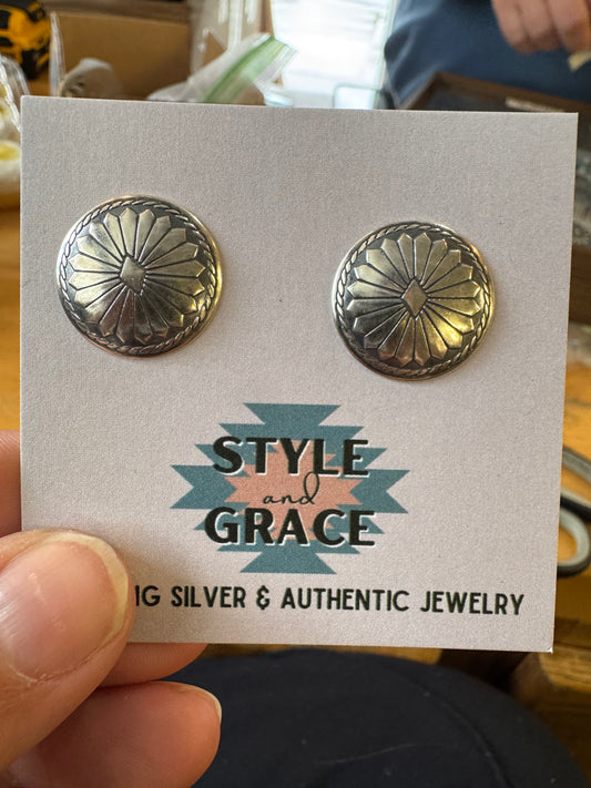 Diamond Center Mini Concho Earrings