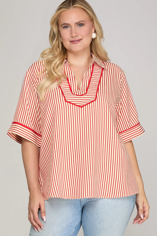 Red Vertical Striped Top