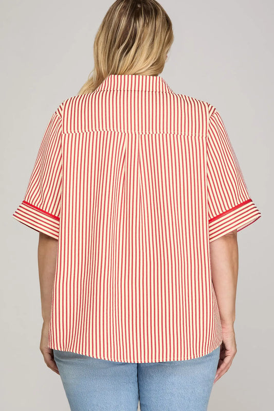 Red Vertical Striped Top