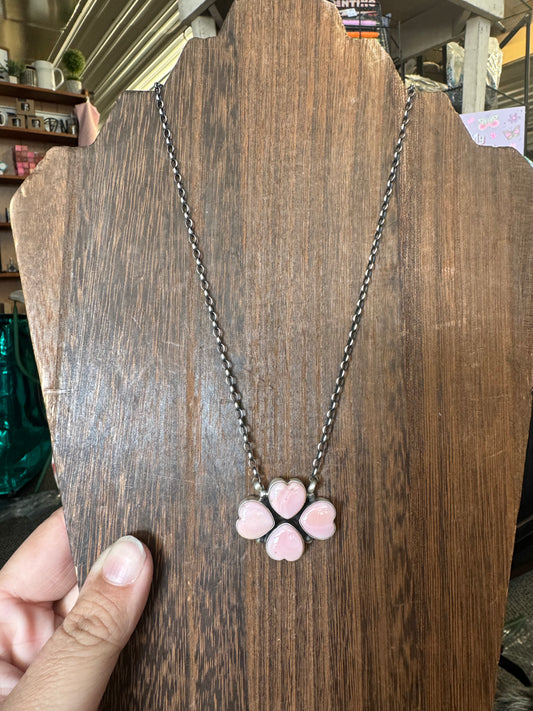 Pink conch 4 heart necklace