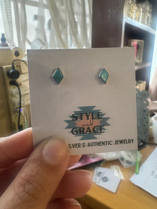 Mini Diamond Turquoise Earrings
