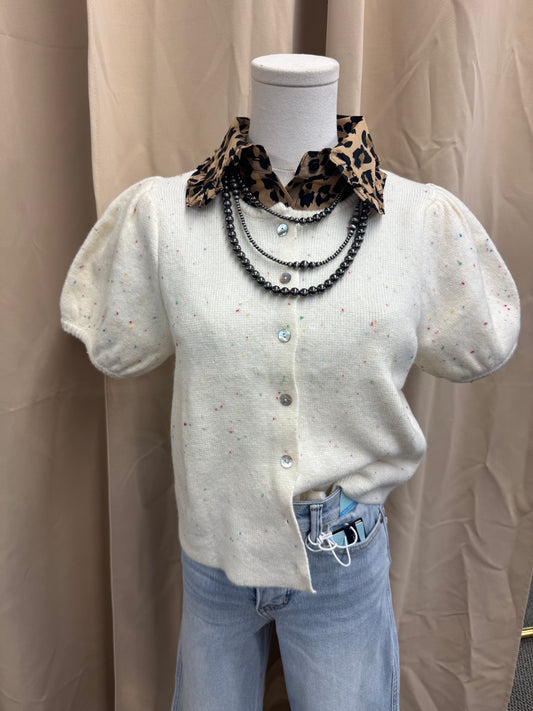 Confetti Puff Sleeve Sweater Top