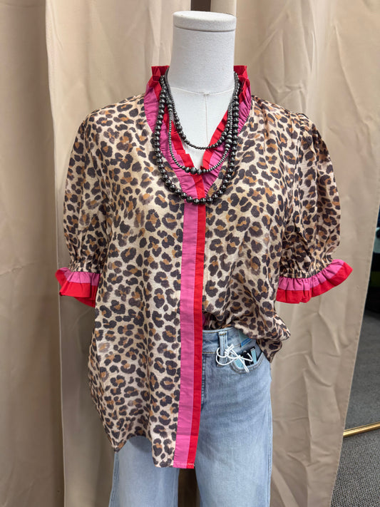 Cheetah Ruffle Top