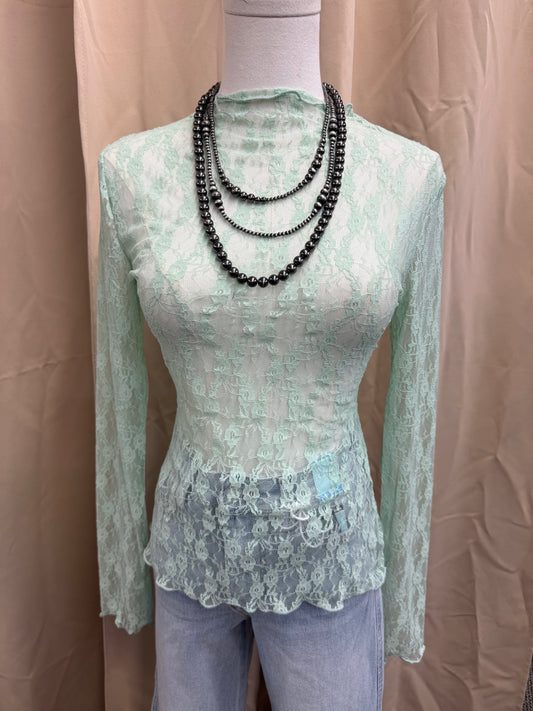 Sage Modern Lace Top