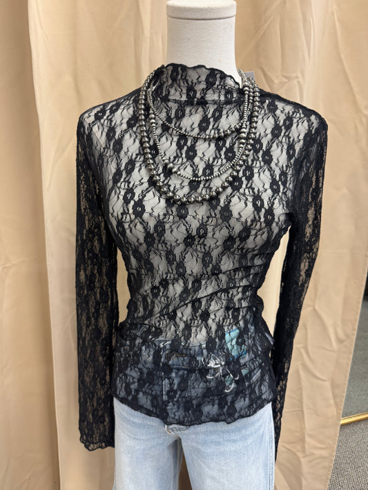 Black Modern Lace Top