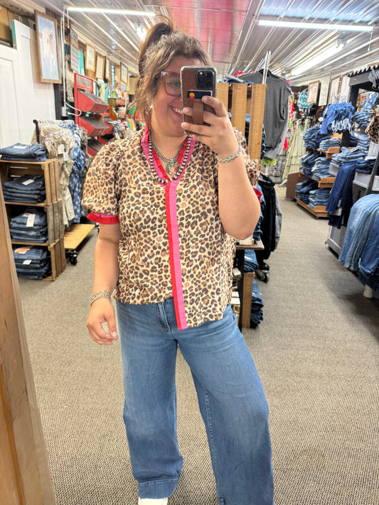 Cheetah Ruffle Top