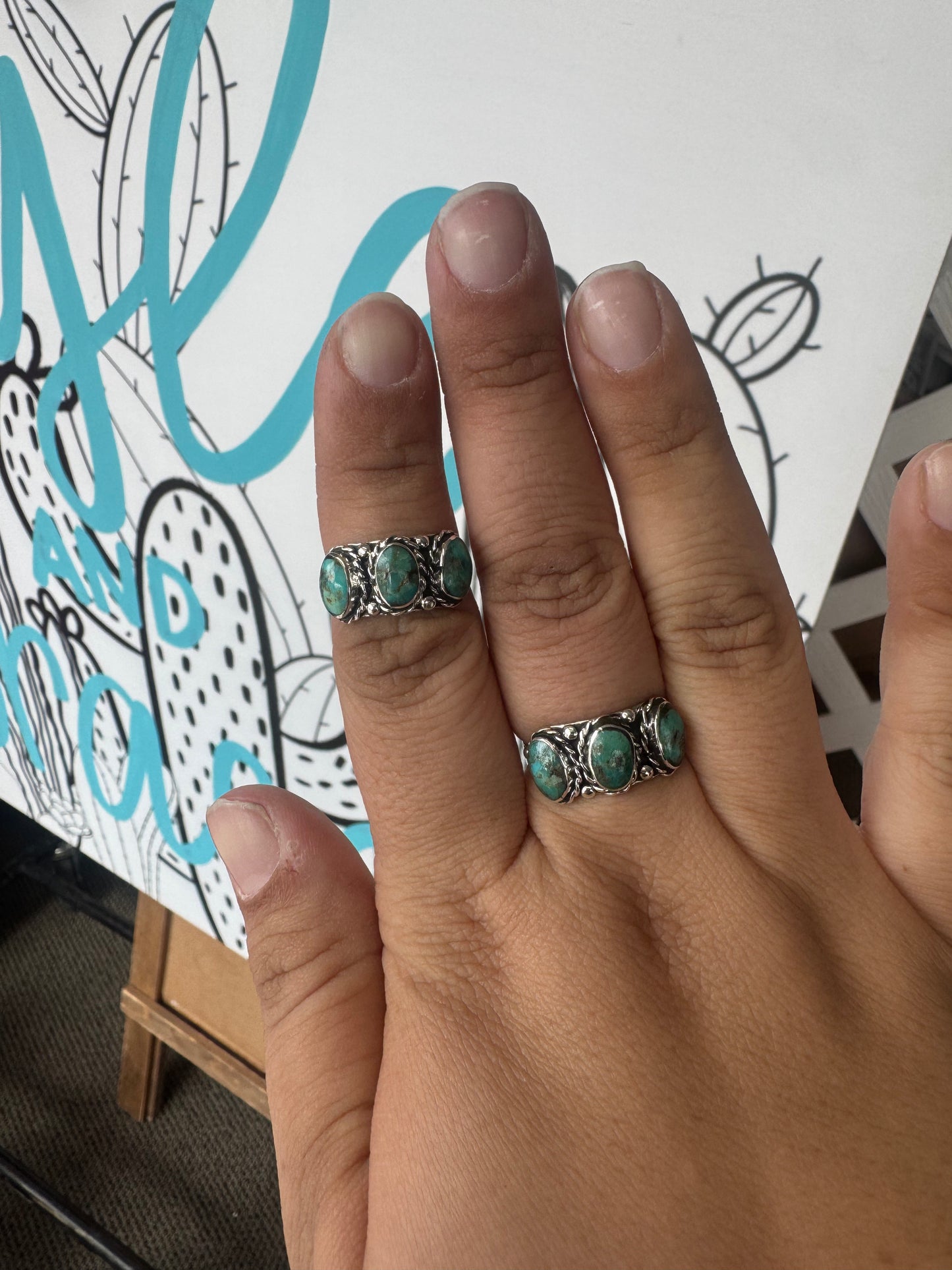 Three Stone Turquoise Ring