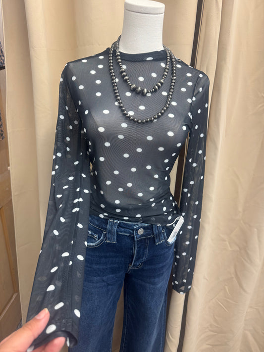Black Dot Mesh Top