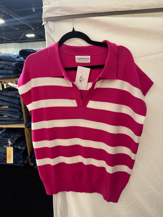 Magenta Striped Sweater Vest