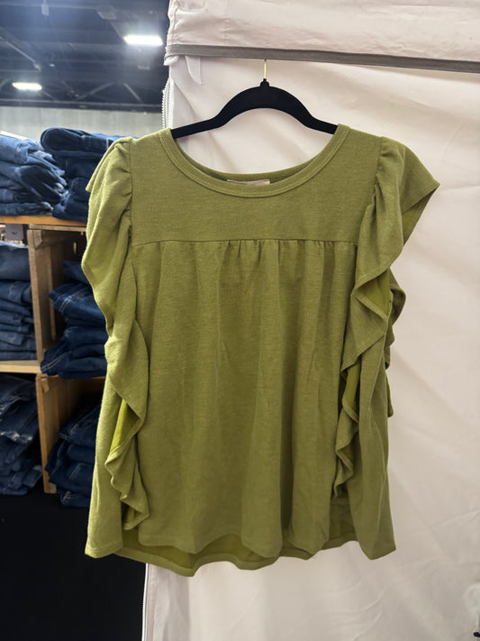 Green Ruffle Top