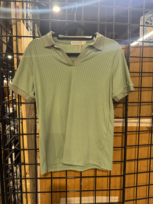 Sage Collared Top