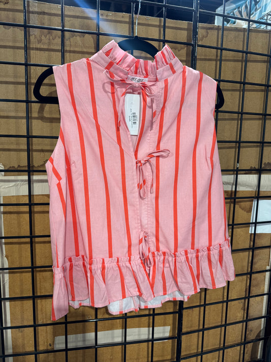 Pink & Coral Striped Top