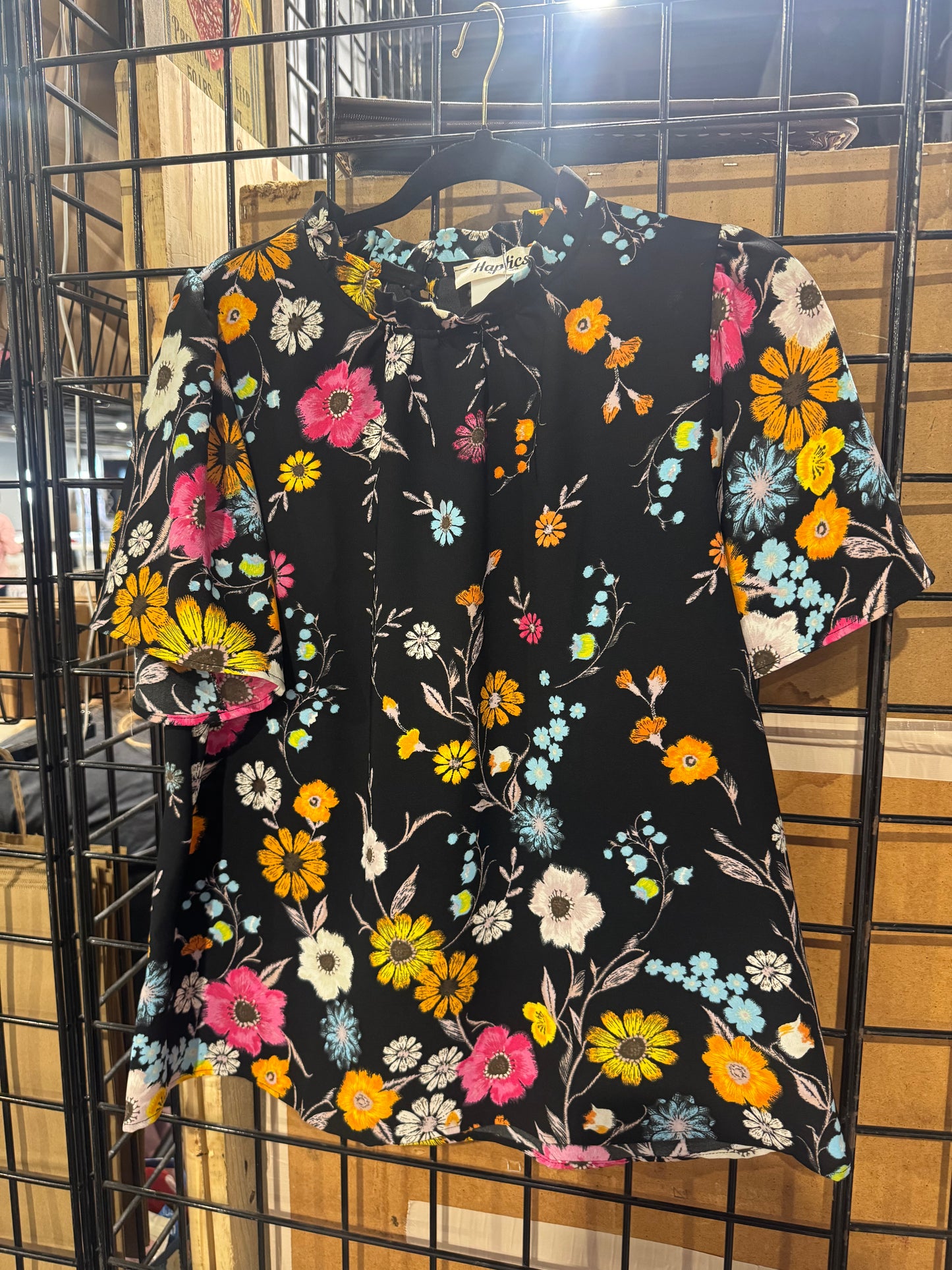 Black Floral Print Top