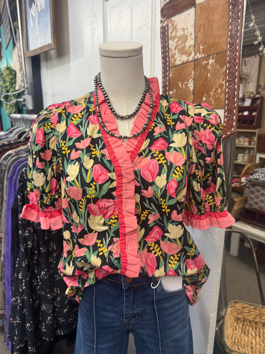Black floral top