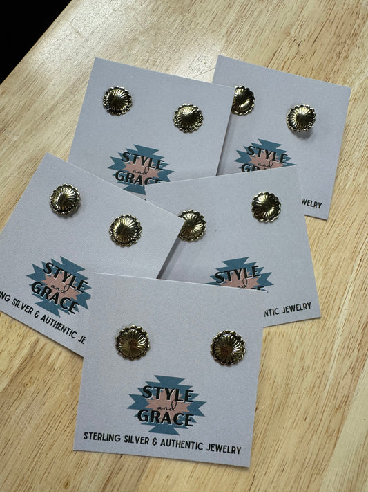 Brass Mini Concho Earrings