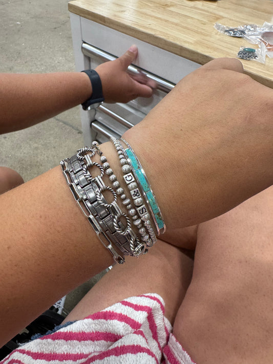 Thin Turquoise Inlay Cuff