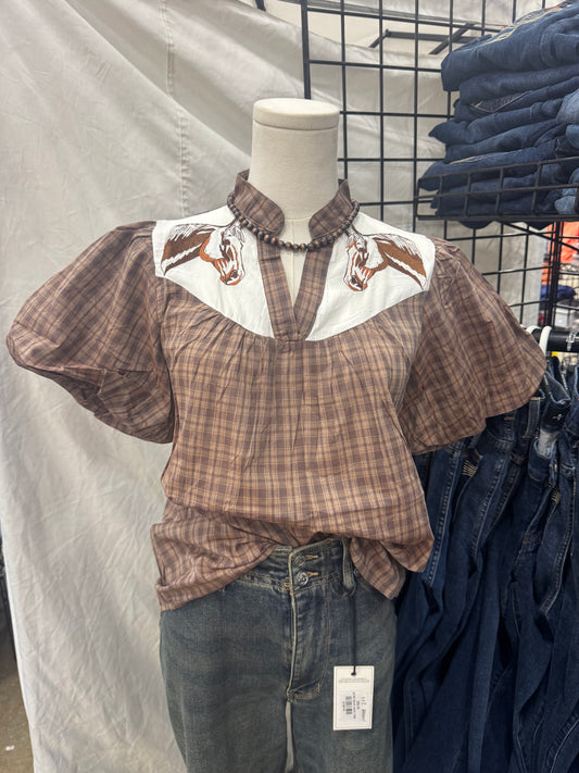 Horse Embroidered Top