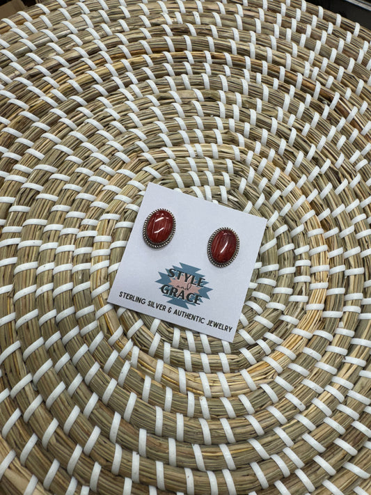 Red Spiny Earrings