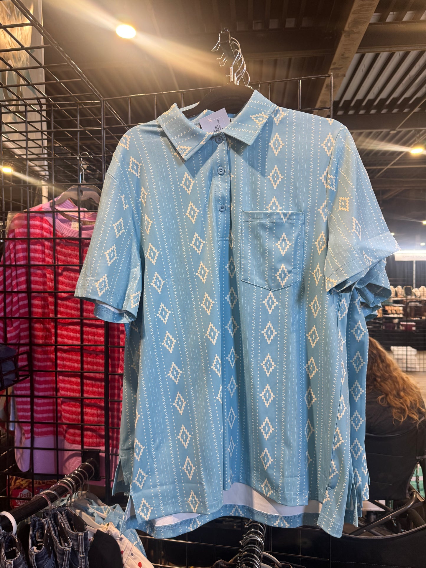 Men’s Blue Aztec Polo