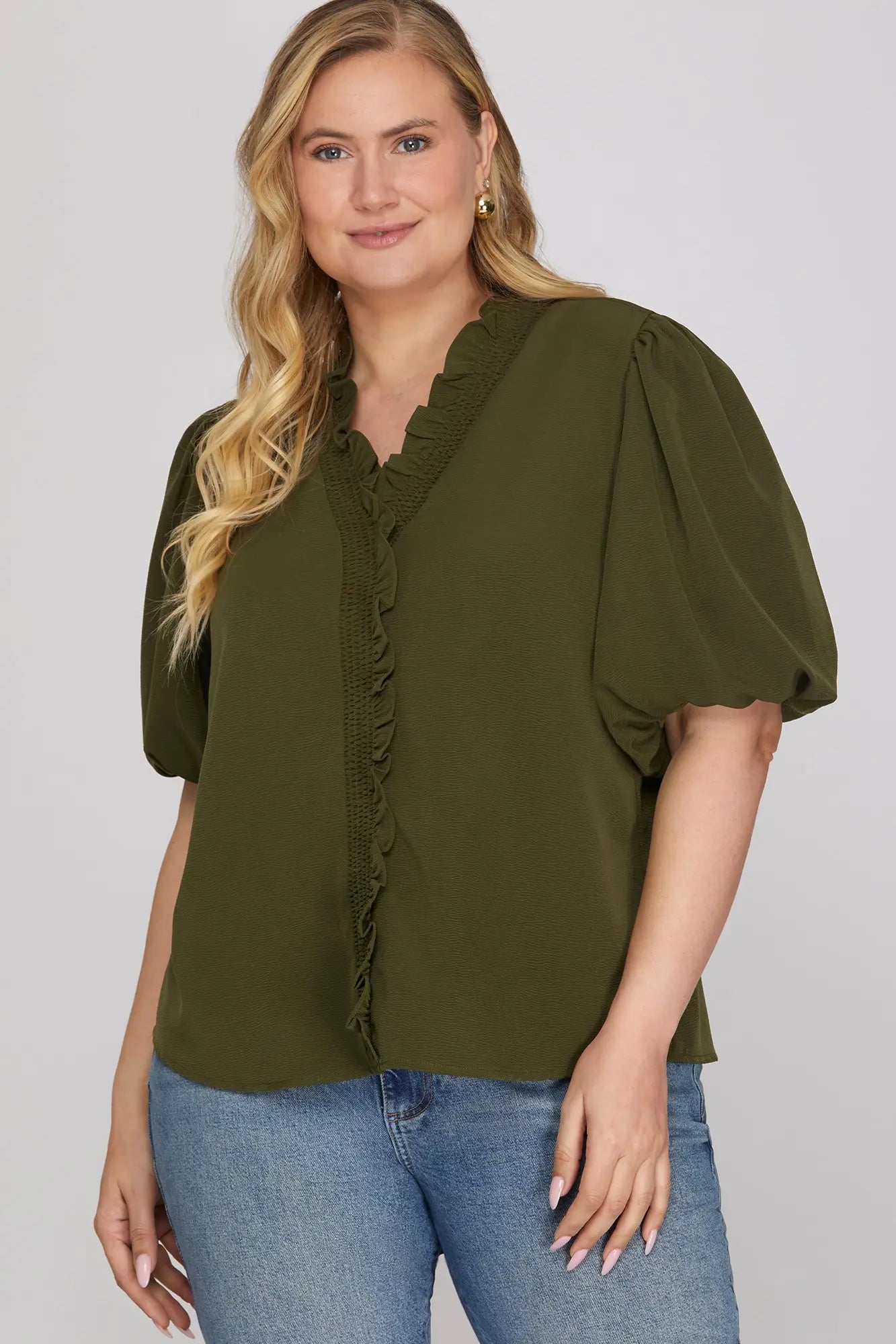 Olive Mini Ruffle Top