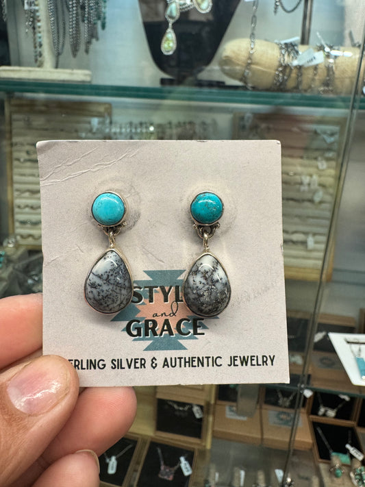 Turquoise & White Buffalo Dangles