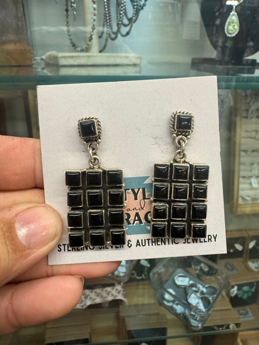 Onyx Square Dangles
