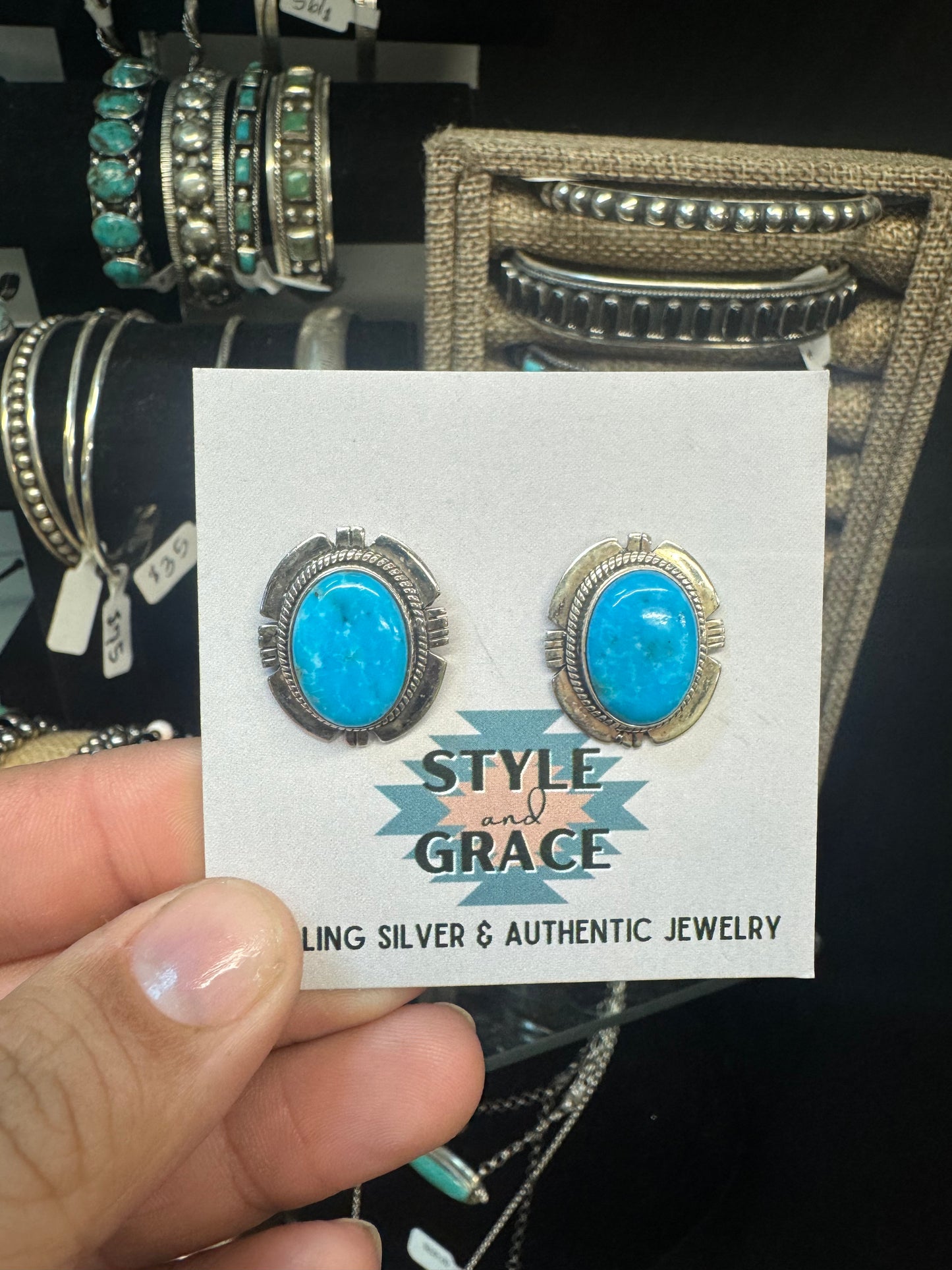 Oval Turquoise Earrings