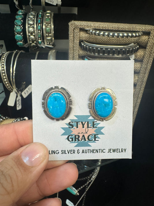 Oval Turquoise Earrings