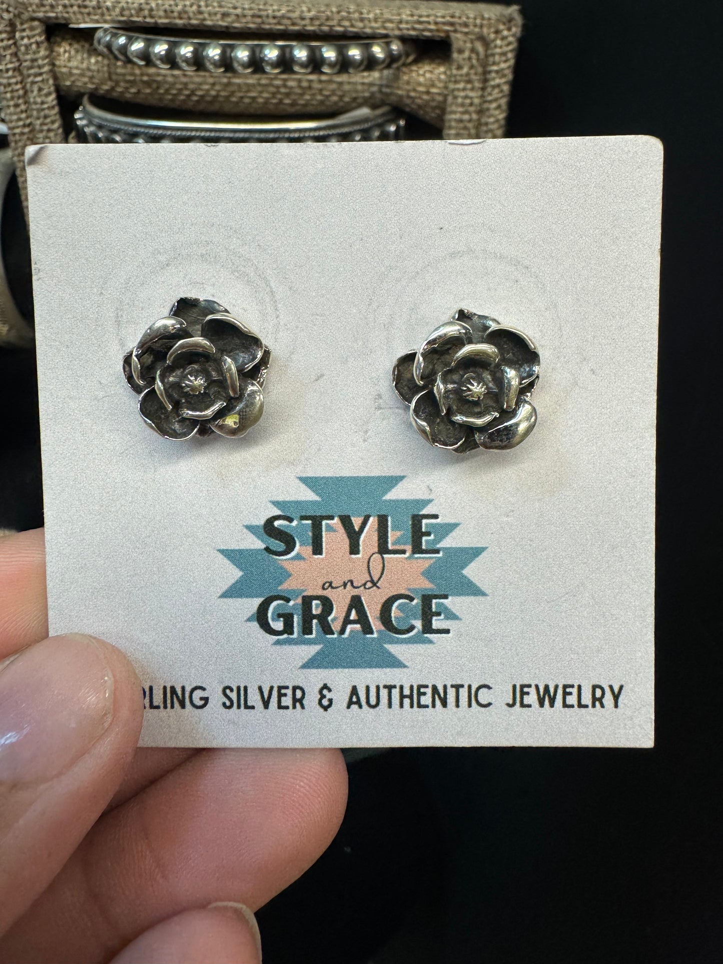 Large Rose Earrings