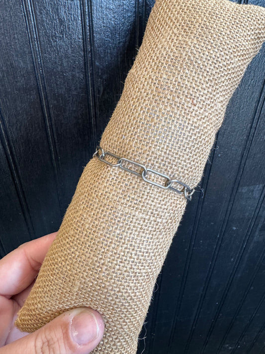 Oxidized Paperclip Chain Bracelet